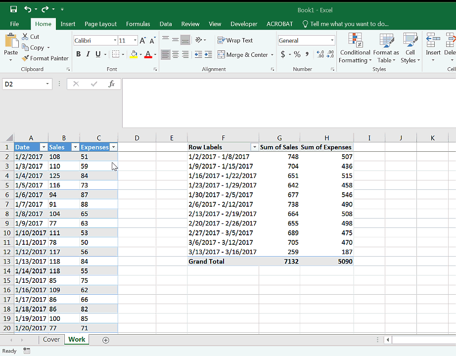 Grouping Pivottable Data By Week